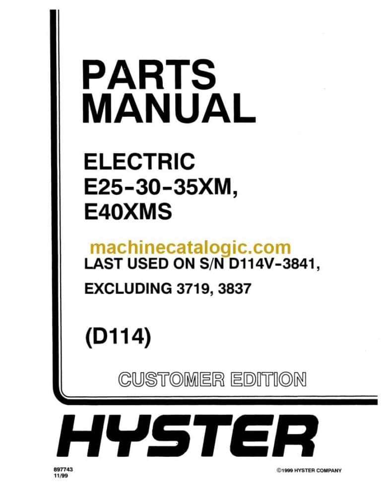 Hyster E25, E30, E35XM, E40XMS Forklift Parts Manual