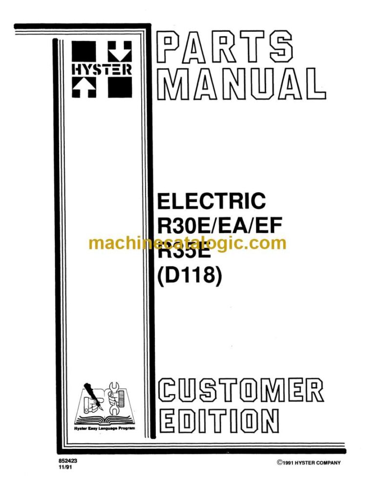 Hyster E30E, R30EA, R30EF, R35E (D118) Forklift Parts Manual
