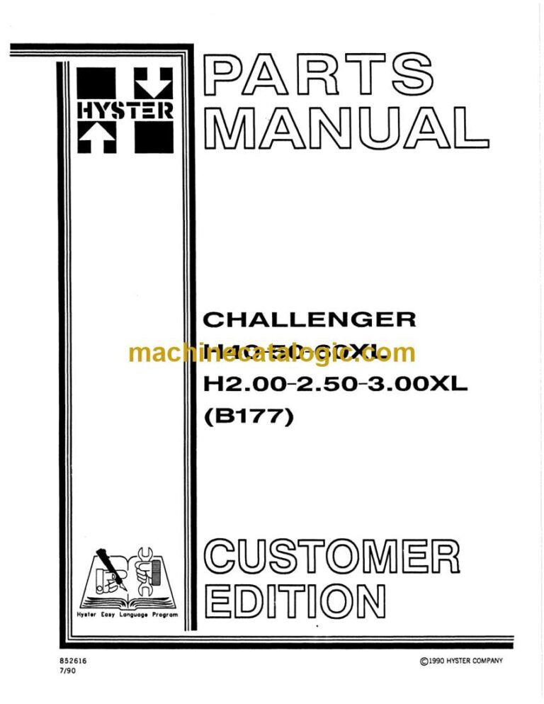 Hyster H40, H50, H60XL, H2.00, H2.50, H3.00XL (B177) Forklift Parts Manual