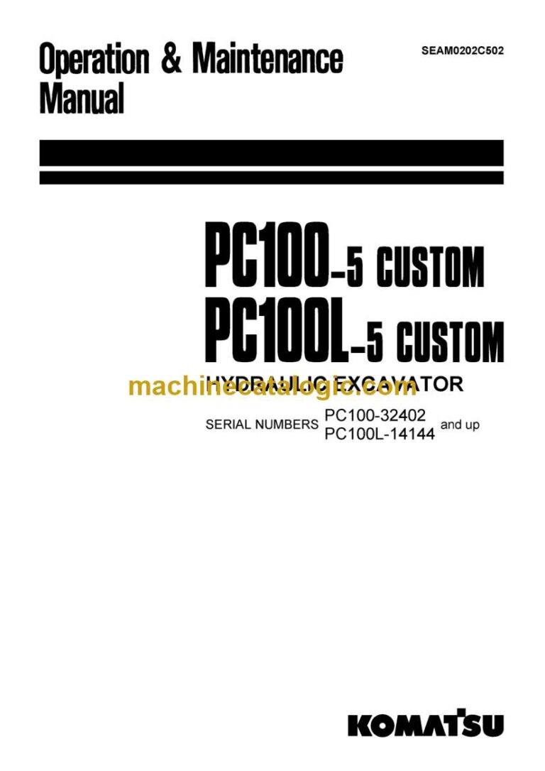 Komatsu PC100-5custom, PC100L-5custom Hydraulic Excavator Operation and Maintenance Manual (SEAM0202C502)