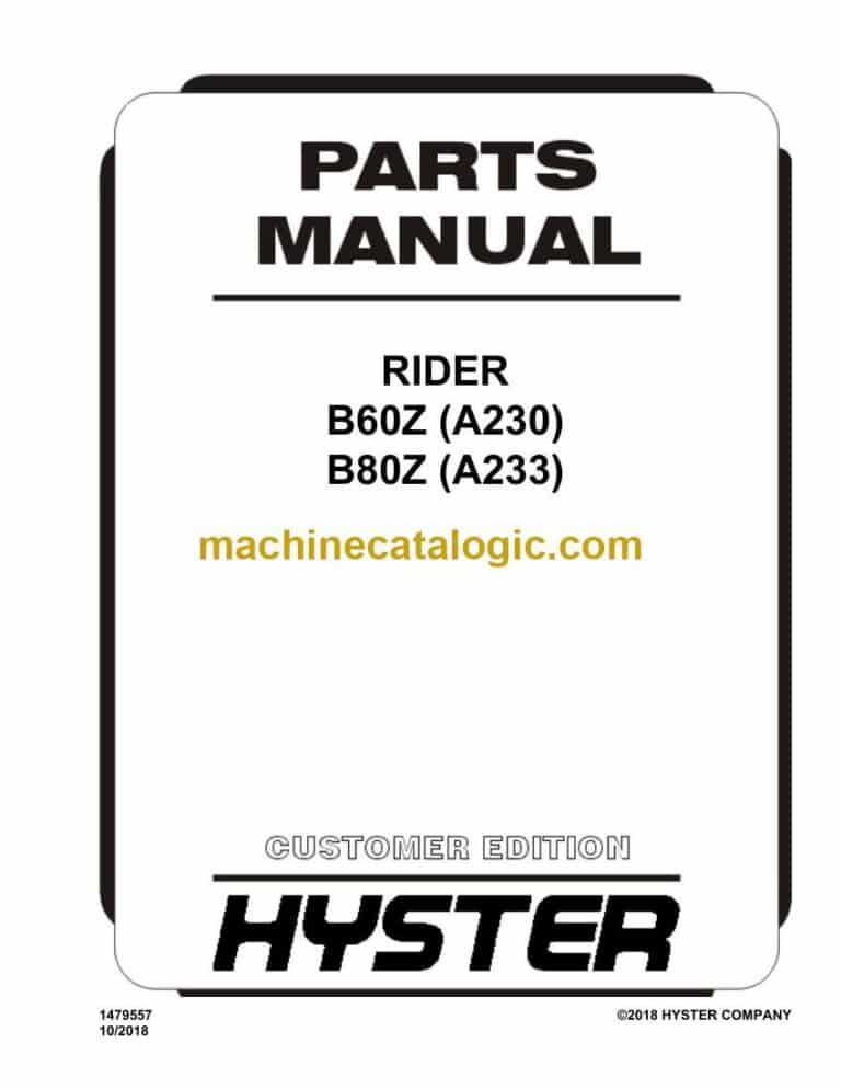 Hyster B60Z (A230) B80Z (A233) Rider Parts Manual