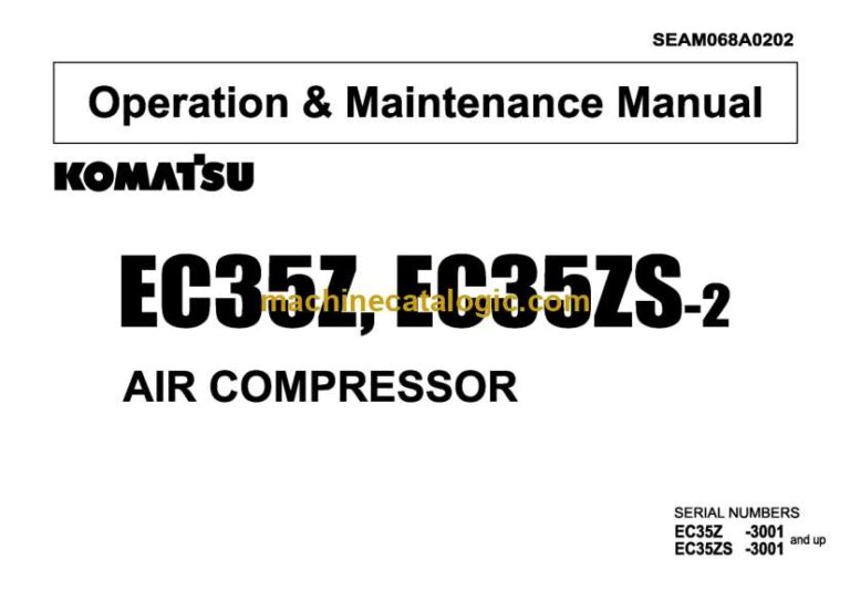 Komatsu EC35Z-2, EC35ZS-2 Air Compressor Operation and Maintenance Manual (SEAM068A0202)