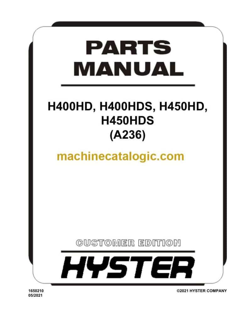 Hyster H400HD, H400HDS, H450HD, H450HDS (A236) Forklift Parts Manual