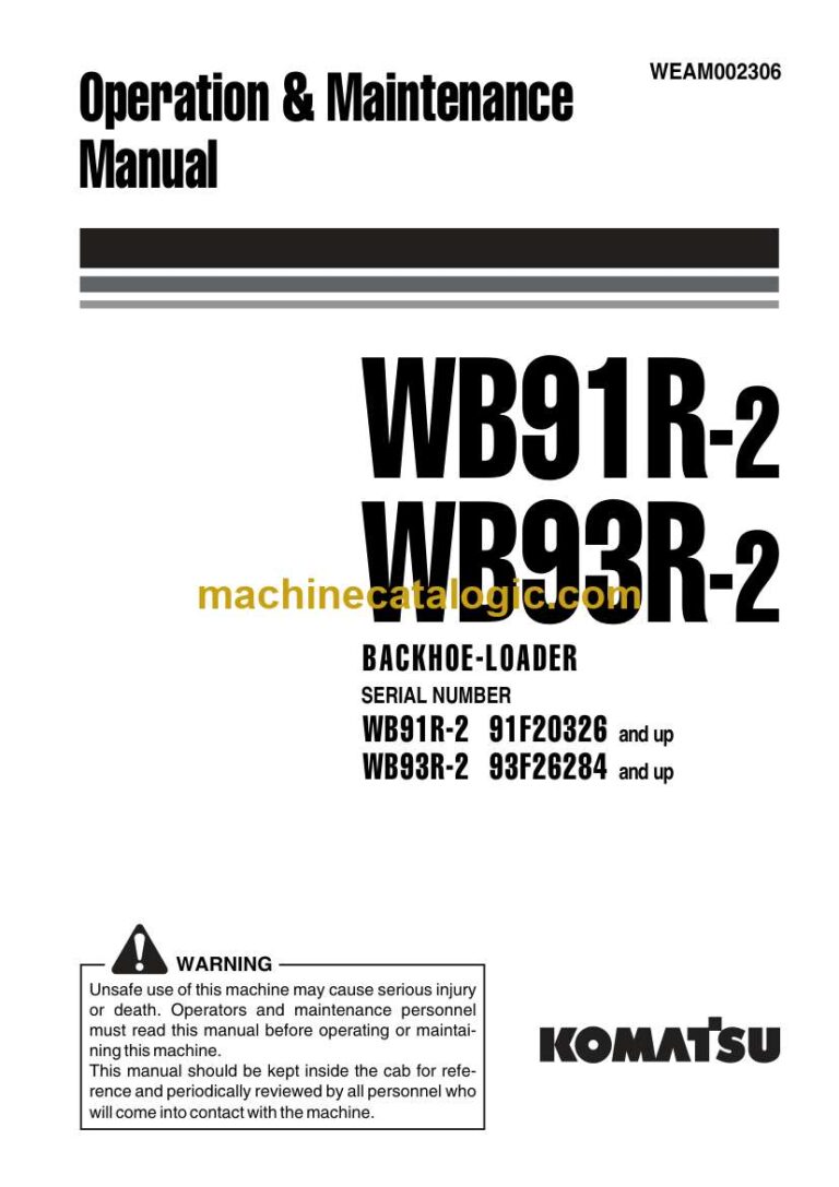 Komatsu WA91R-2 WB93R-2 Backhoe Loader Operation and Maintenance Manual (WEAM002306)