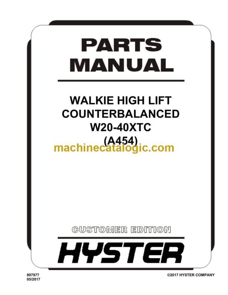 Hyster W20-40XTC (A454) Walkie High Lift Parts Manual