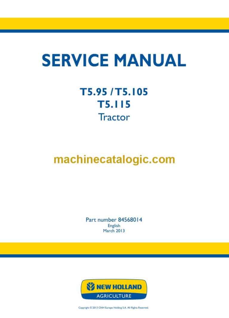 New Holland T5.95, T5.105, T5.115 Tractor Service Manual (84568014)