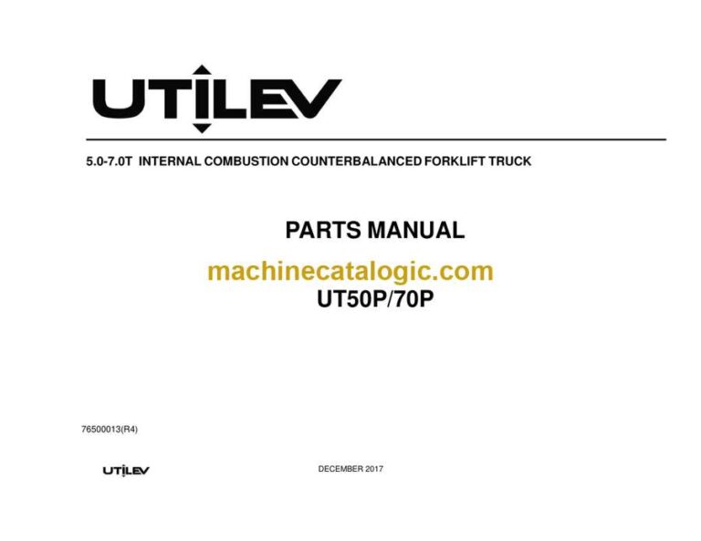 Hyster UT50P, UT70P Forklift Parts Manual