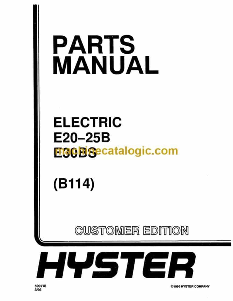 Hyster E20, E25B, E30BS (B114) Forklift Parts Manual