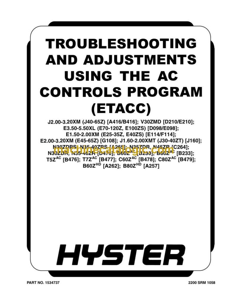 Hyster B60ZAC (C230 C896) Forklift Service Manual