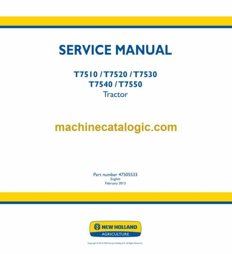 New Holland T7510, T7520, T7530, T7540, T7550 Tractor Service Manual (47505533)