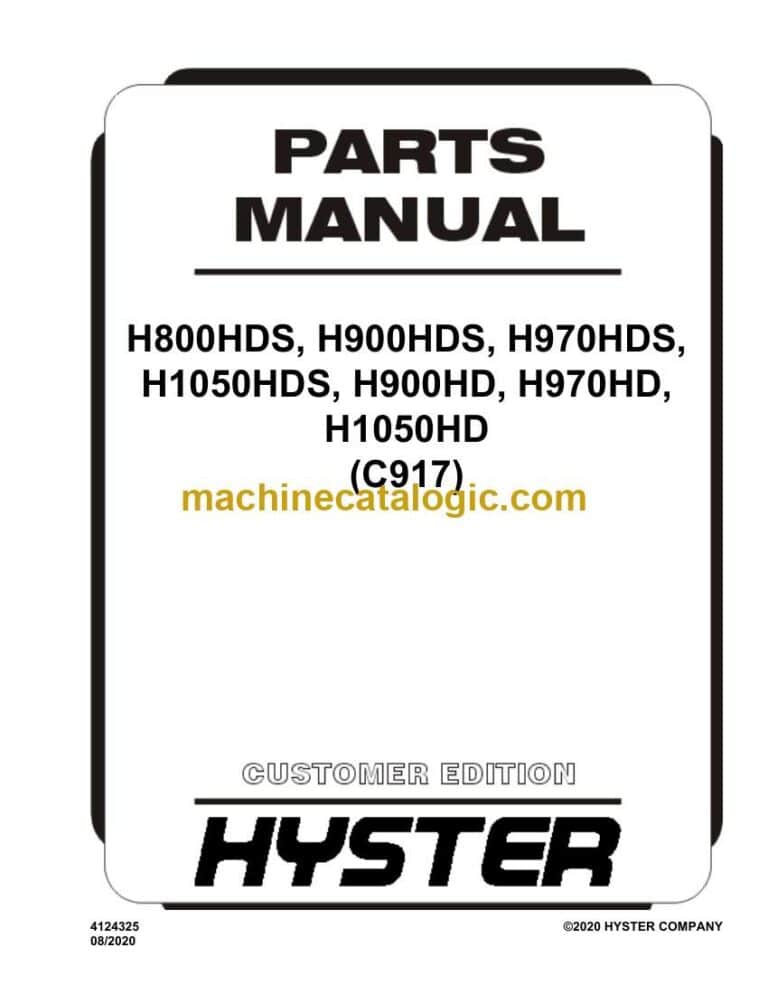 Hyster H800HDS, H900HDS, H970HDS, H1050HDS, H900HD, H970HD, H1050HD (C917) Forklift Parts Manual