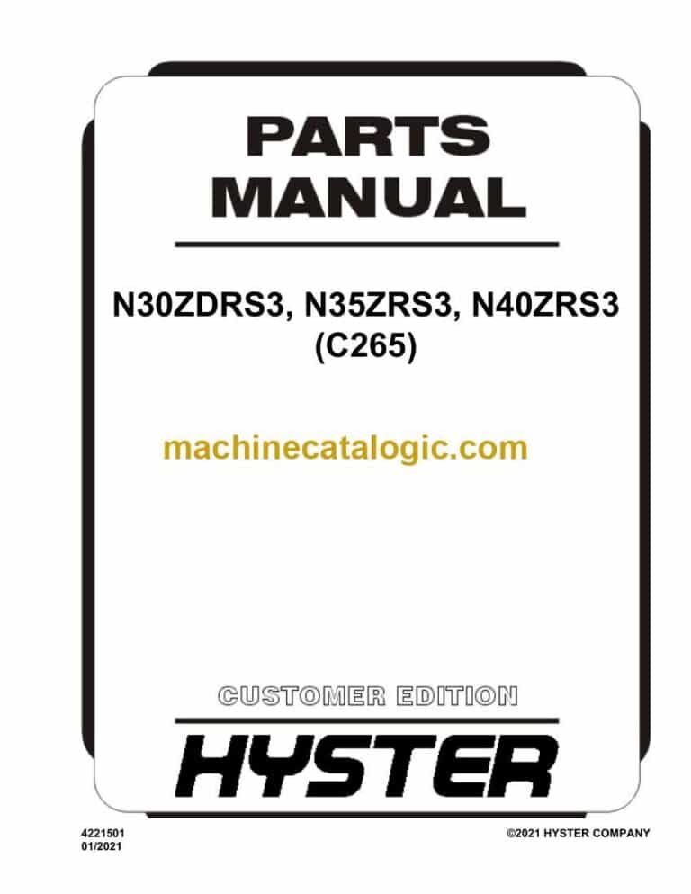 Hyster N30ZDRS3, N35ZRS3, N40ZRS3 (C265) Forklift Parts Manual