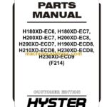 Hyster H180XD-EC6, H180XD-EC7, H200XD-EC7, H200XD-EC8, H200XD-ECD7, H190XD-ECD8, H210XD-ECD8, H230XD-ECD8, H230XD-ECD9 (F214) Forklift Parts Manual