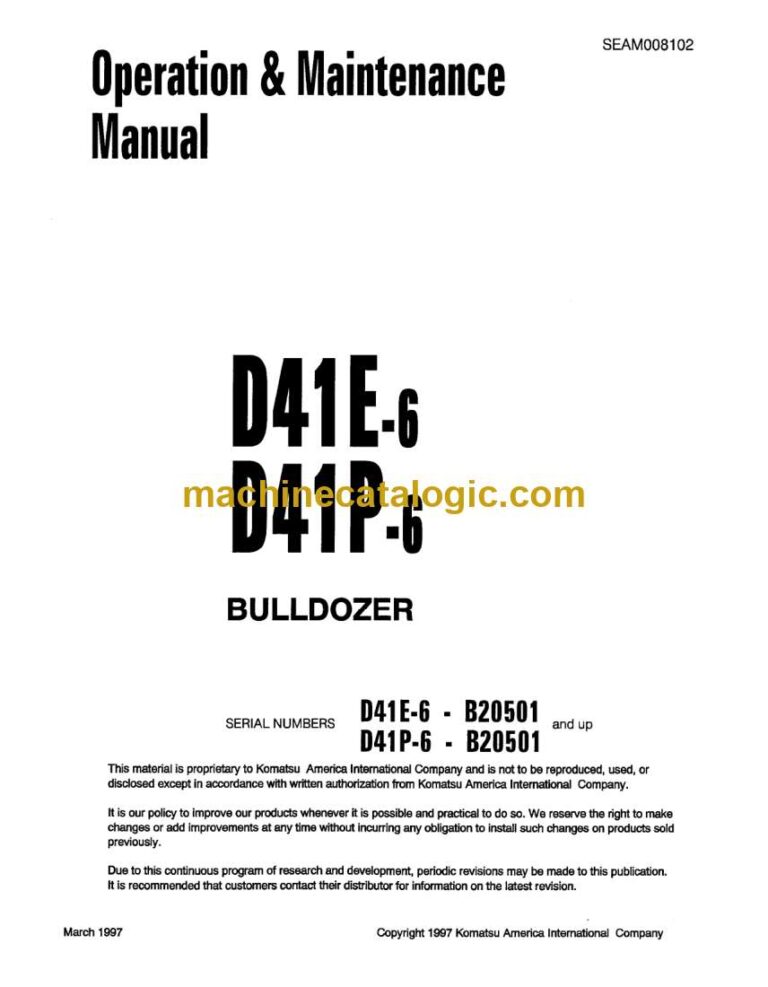 Komatsu D41E-6, D41P-6 Bulldozer Operation and Maintenance Manual (SEAM008102)