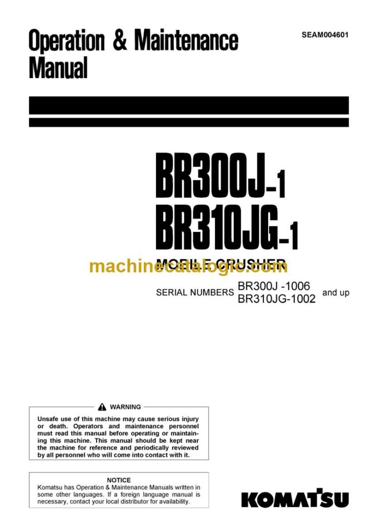 Komatsu BR300J-1, BR310JG-1 Crusher Operation and Maintenance Manual (SEAM004601)