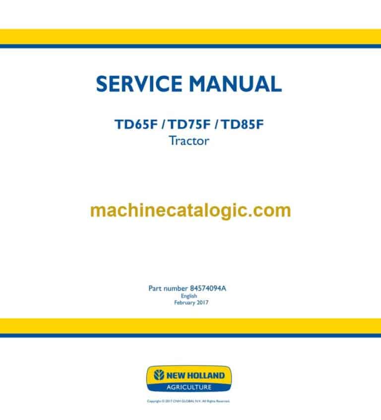 New Holland TD65F, TD75F, TD85F Tractor Service Manual (84574094A)