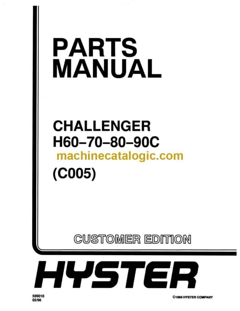 Hyster H60, H70, H80, H90C Challenger (C005) Forklift Parts Manual