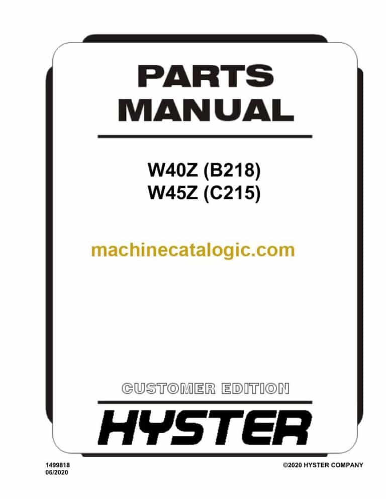 Hyster W40Z (B218) W45Z (C215) Forklift Parts Manual