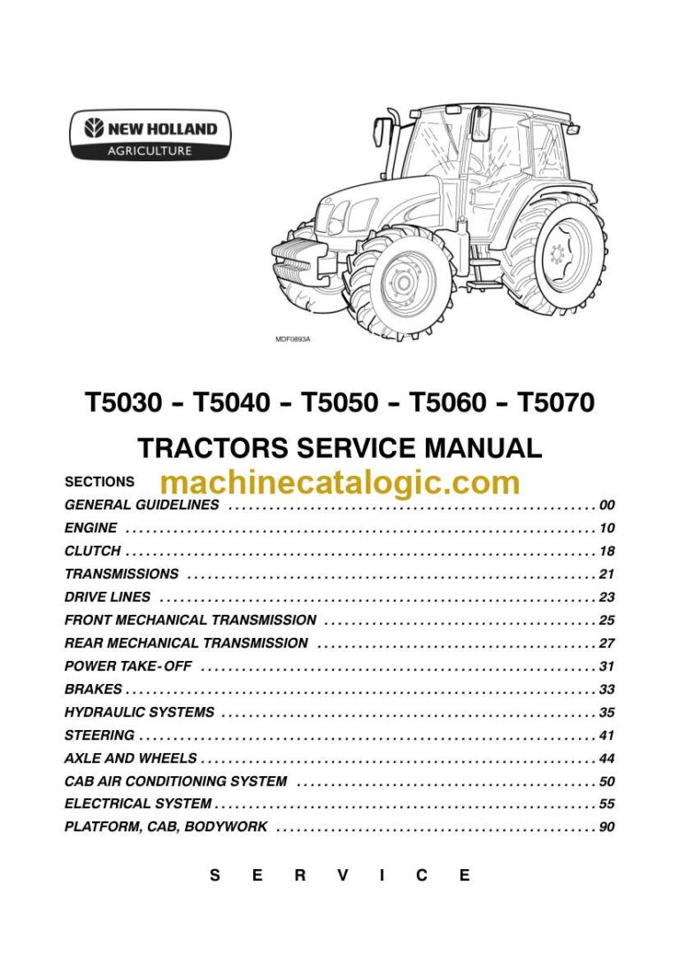 New Holland T5030, T5040, T5050, T5060, T5070 Tractor Service Manual (87679925A)
