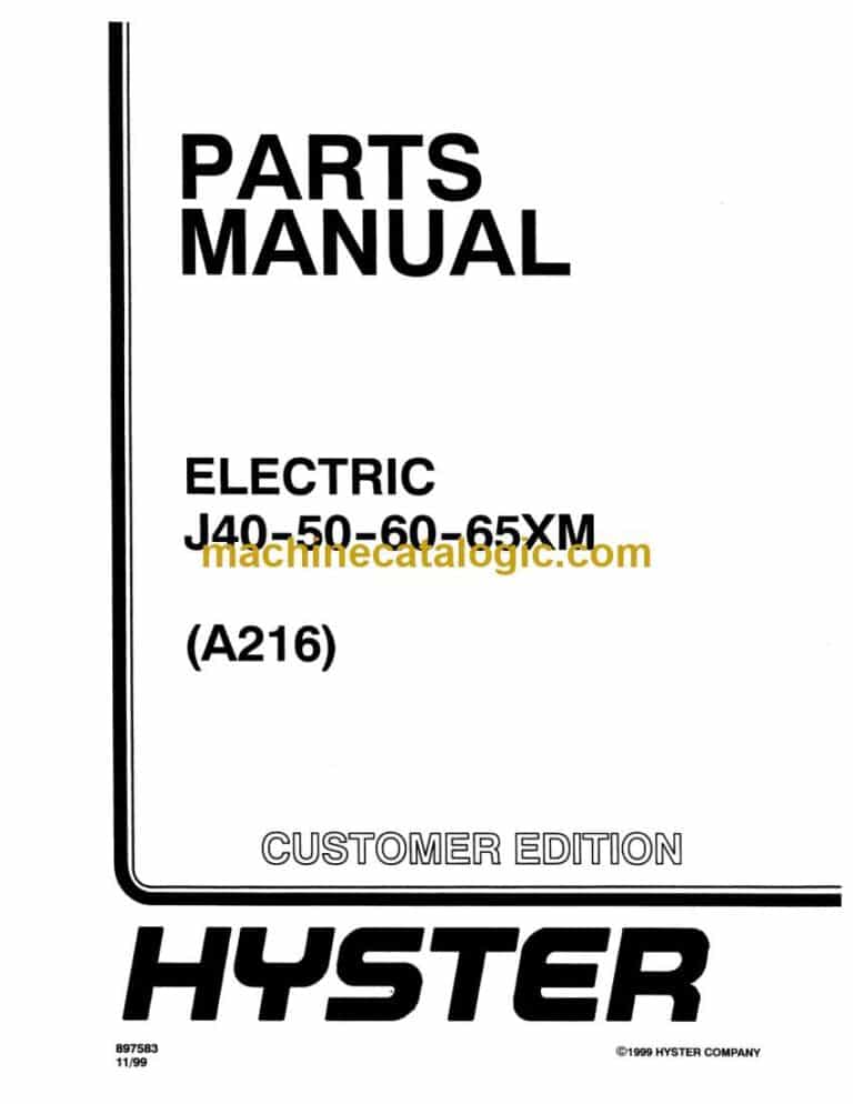 Hyster J40, J50, J60, J65XM (A216) Forklift Parts Manual