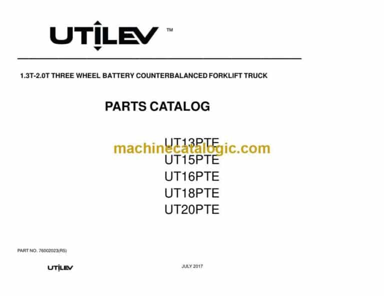 Utilev UT13PTE, UT15PTE, UT16PTE, UT18PTE, UT20PTE Forklift Parts Manual