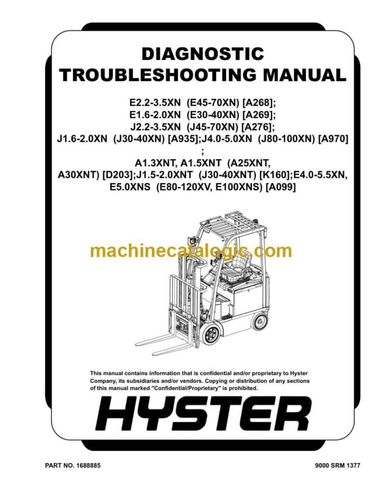 Hyster A25XNT, A30NXT (D203 B888) Forklift Service Manual
