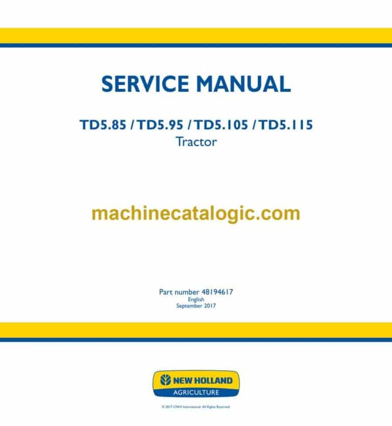 New Holland TD5.85, TD5.95, TD5.105, TD5.115 Tractor Service Manual (48194617)