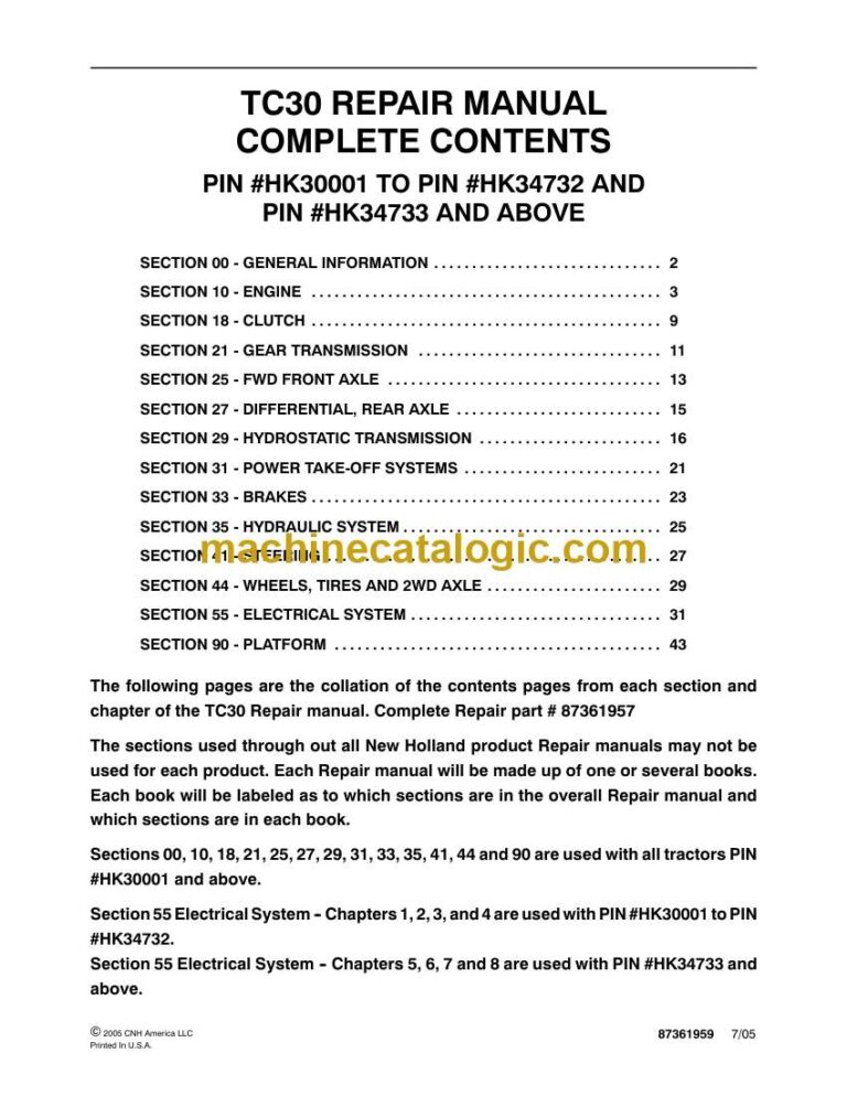 New Holland TC30 Repair Manual (87361957)