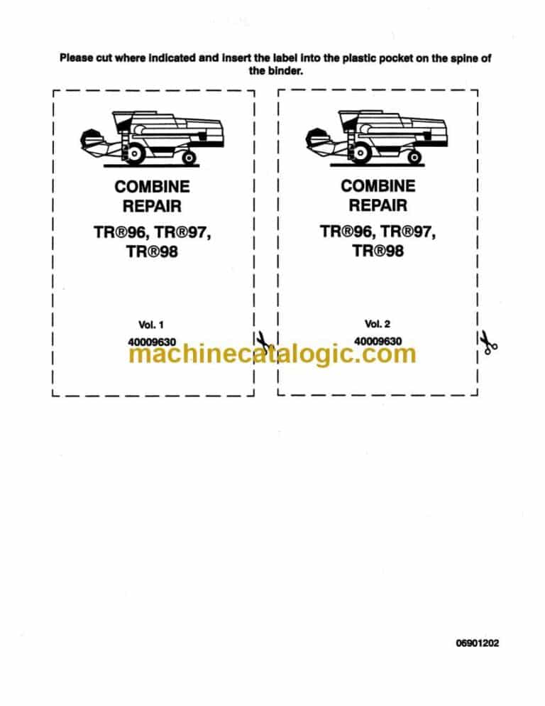 New Holland TR96, TR97, TR98 Combine Repair Manual (40009630)