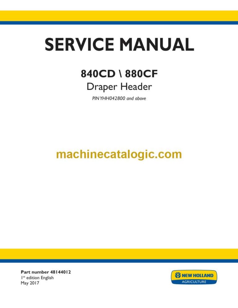 New Holland 840CD, 880CF Draper Header Service Manual (48144012)