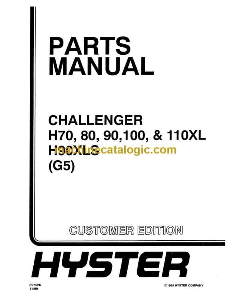 Hyster H70, H80, H90, H100, H110XL, H90XLS (G5) Challenger Forklift Parts Manual