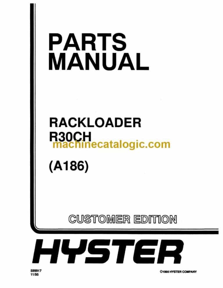 Hyster R30CH (A186) Rackloader Parts Manual