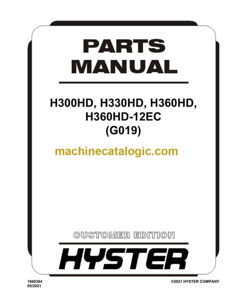 Hyster H300HD, H330HD, H360HD, H360HD-12EC (G019) Forklift Parts Manual