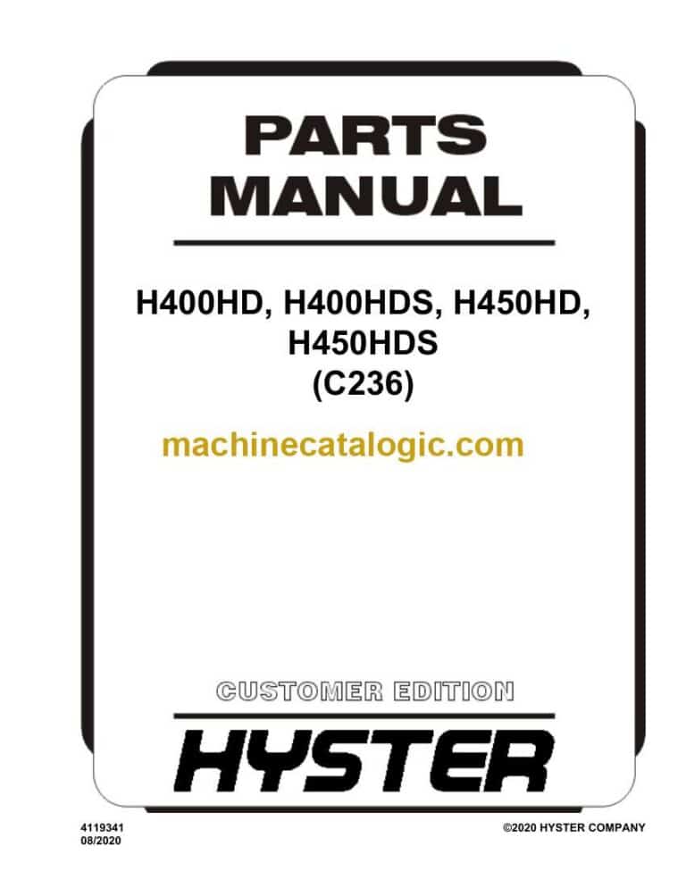 Hyster H400HD, H400HDS, H450HD, H450HDS (C236) Forklift Parts Manual