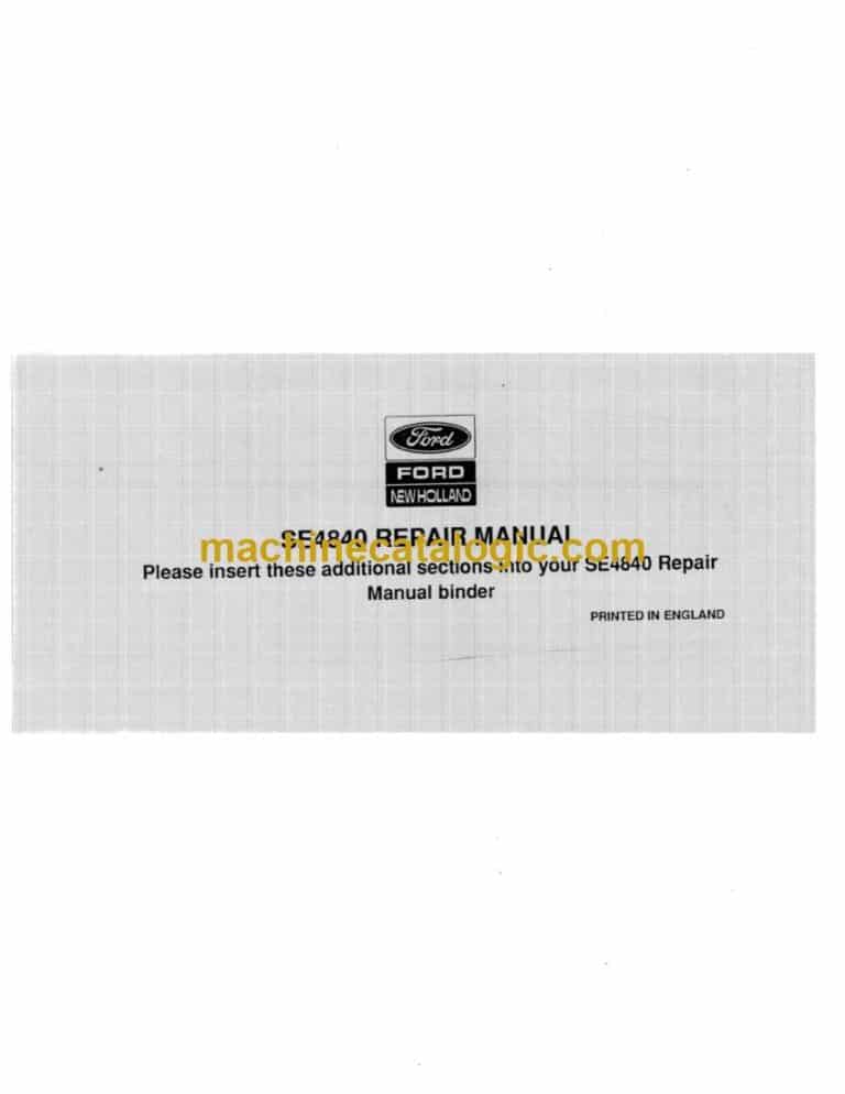 New Holland Ford SE4840 Repair Manual (06900500)