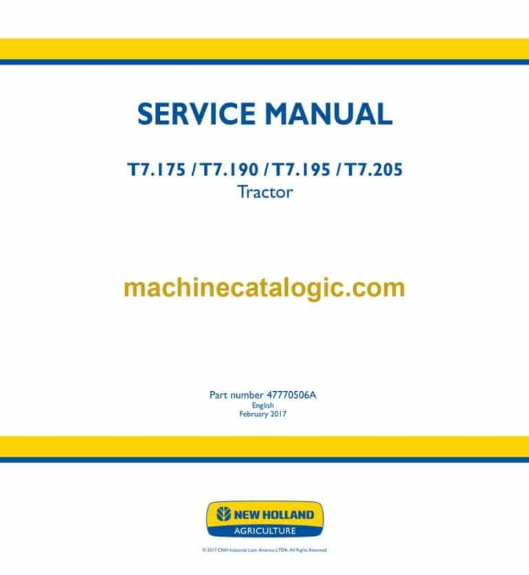 New Holland T7.175, T7.190, T7.195, T7.205 Tractor Service Manual (47770506A)