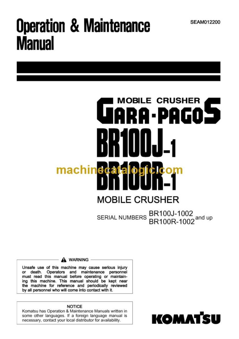 Komatsu BR100J-1, BR100R-1 Crusher Operation and Maintenance Manual (SEAM012200)