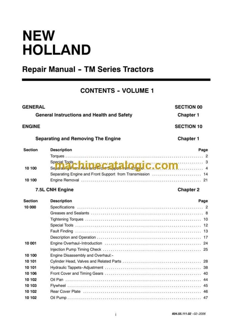 New Holland TM Series Tractors Service Manual (6045511102)
