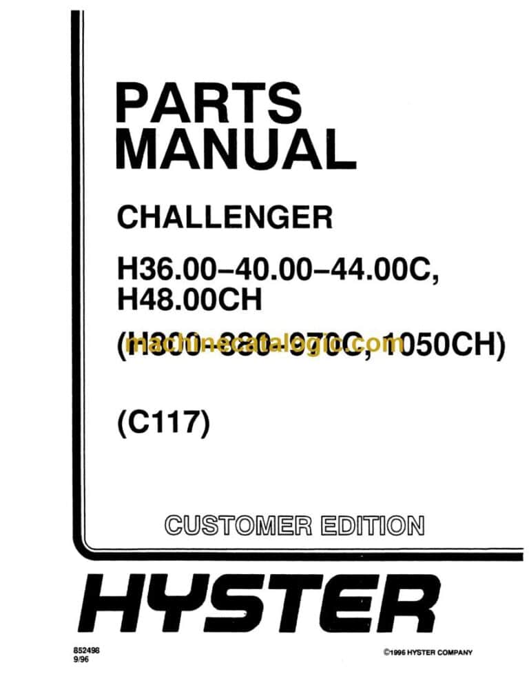Hyster H36.00-40.00-44.00C, H48.00CH (H800-880,970C-1050CH) (C117) Forklift Parts Manual
