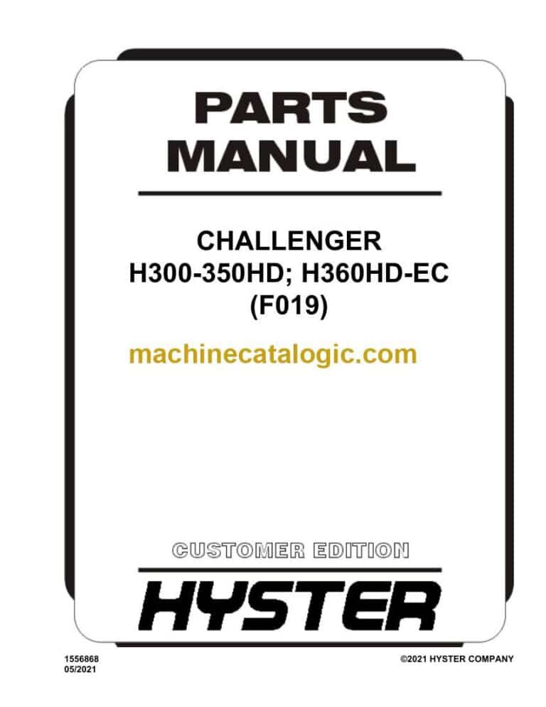 Hyster H300-350HD; H360HD-EC (F019) Challenger Forklift Parts Manual