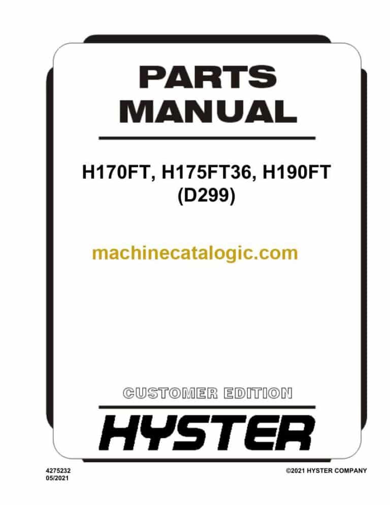 Hyster H170FT, H175FT36, H190FT (D299) Forklift Parts Manual