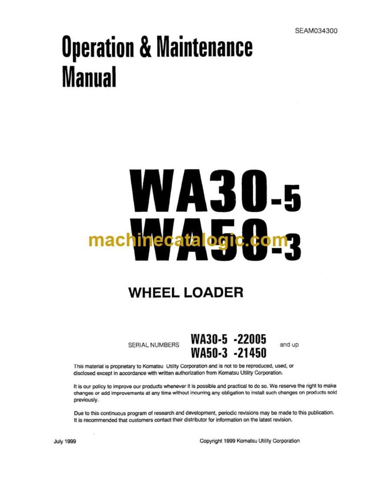 Komatsu WA30-5, WA50-3 Wheel Loader Operation and Maintenance Manual (SEAD034300)