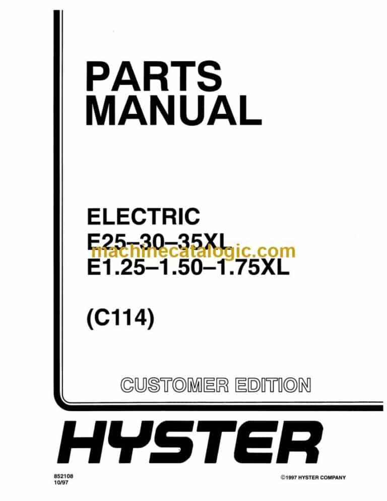 Hyster E25, E30, E35XL, E1.25, E1.50, E1.75XL (C114) Forklift Parts Manual