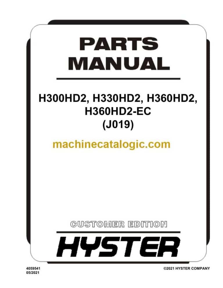 Hyster H300HD2, H330HD2, H360HD2, H360HD2-EC (J019) Forklift Parts Manual