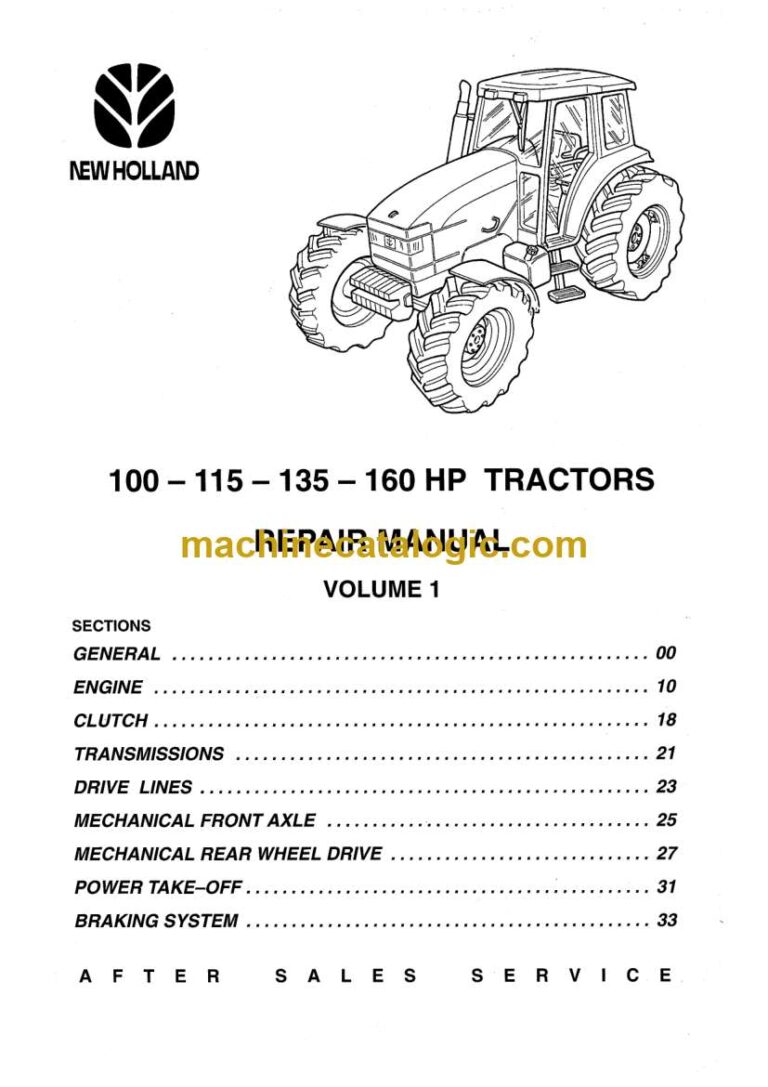 New Holland 100hp, 115hp, 135hp, 165hp Tractor Repair Manual (6035432100)