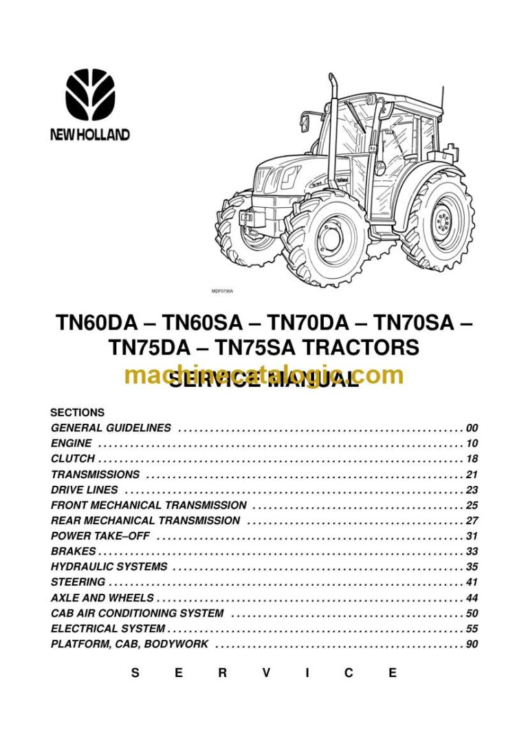 New Holland TN60DA, TN60SA, TN70DA, TN70SA, TN75DA, TN75SA Tractor Service Manual (6035443100)