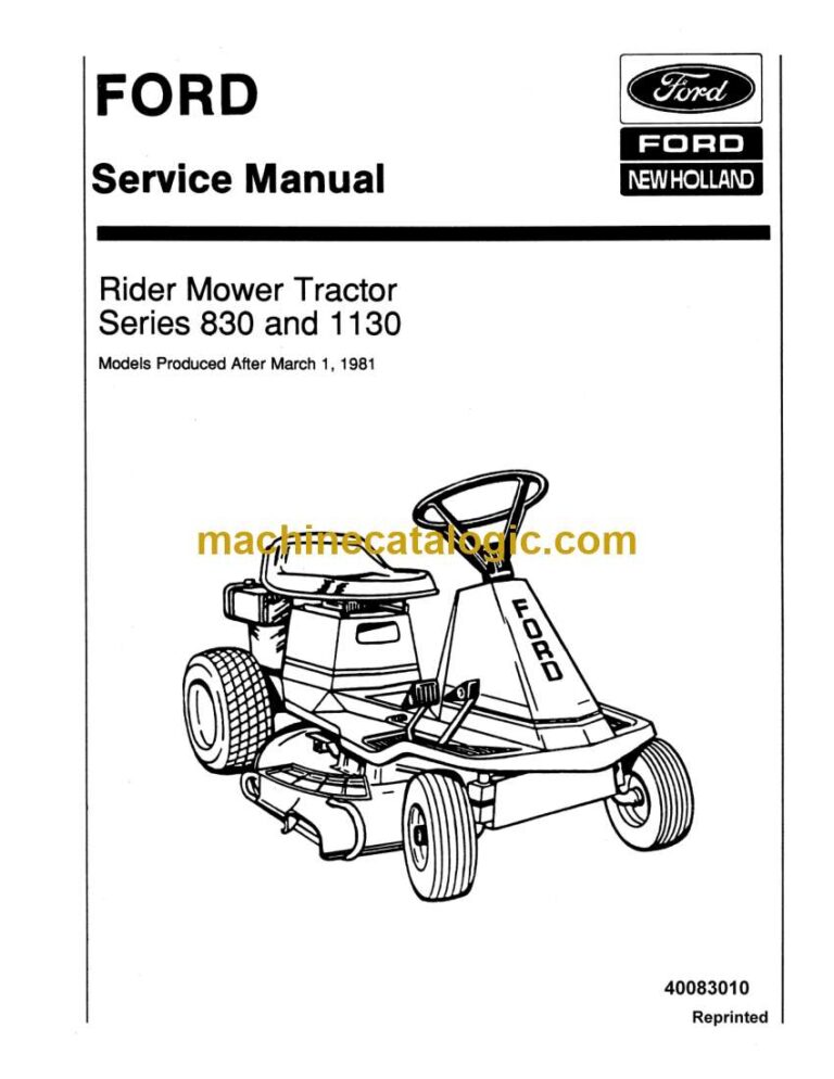 New Holland Ford 830, 1130 Rider Mower Tractor Service Manual (40083010)