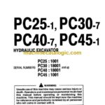 Komatsu PC25-1, PC30-7, PC40-7, PC45-1 Hydraulic Excavator Operation and Maintenance Manual (SEAM020S0703)