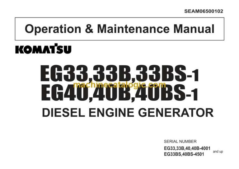 Komatsu EG33-1, EG33B-1, EG33BS-1, EG40-1, EG40B-1, EG40BS-1 Operation and Maintenance Manual (SEAM06500102)