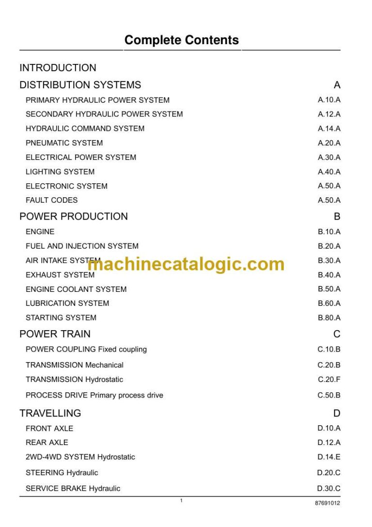 New Holland CX8070, CX8080, CX8090 Combine Harvester Service Manual (87690997)